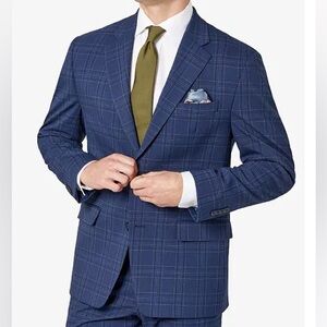 Sean John Men’s‎ Classic-Fit Floral Lined Patterned Blue Suit Jacket